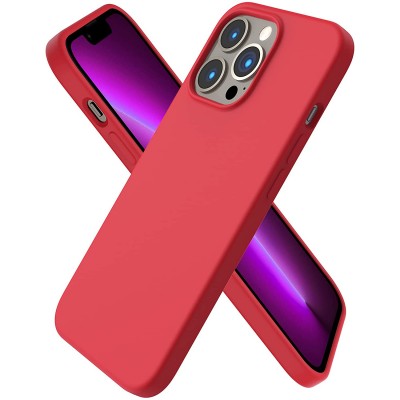 Husa iPhone 14 Pro, Silicon Catifelat cu Interior Microfibra, Rosu